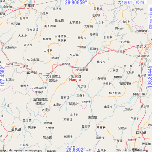 Hanjia on map