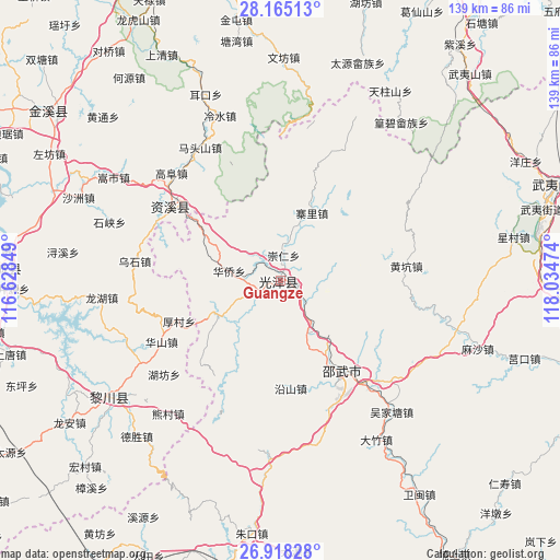 Guangze on map
