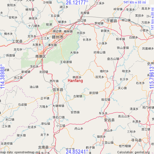 Hanfang on map