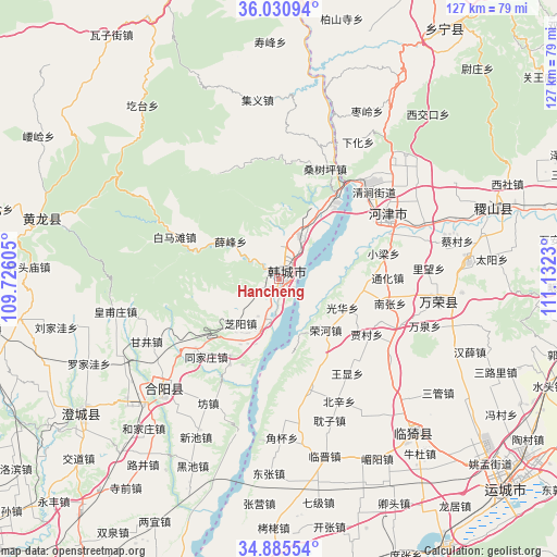 Hancheng on map