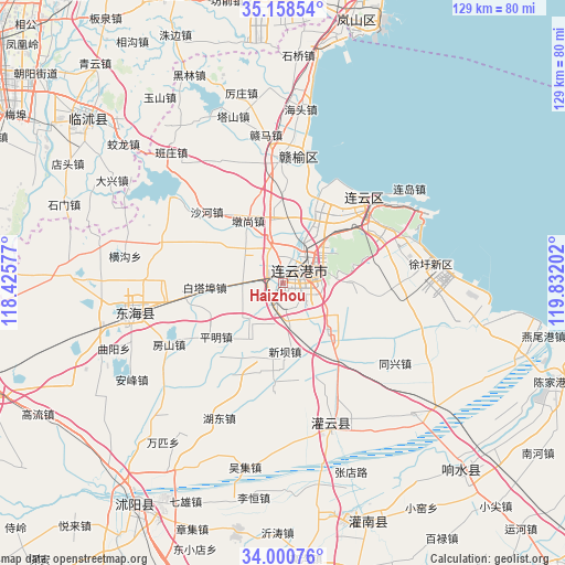 Haizhou on map