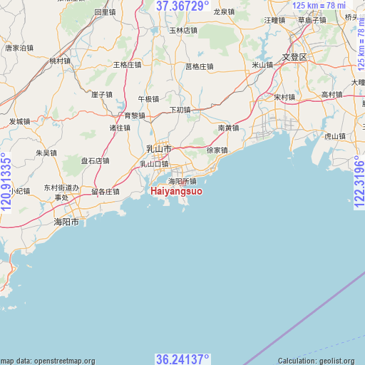 Haiyangsuo on map