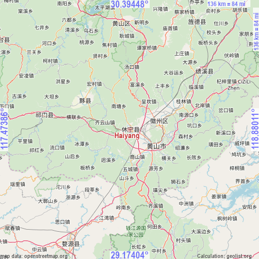 Haiyang on map