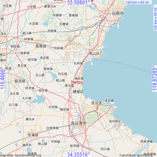 Haitou on map