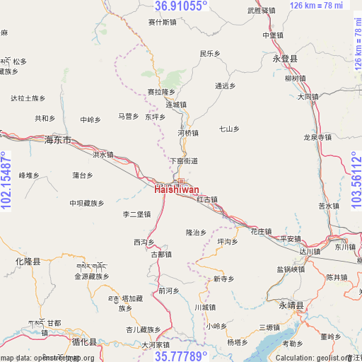 Haishiwan on map