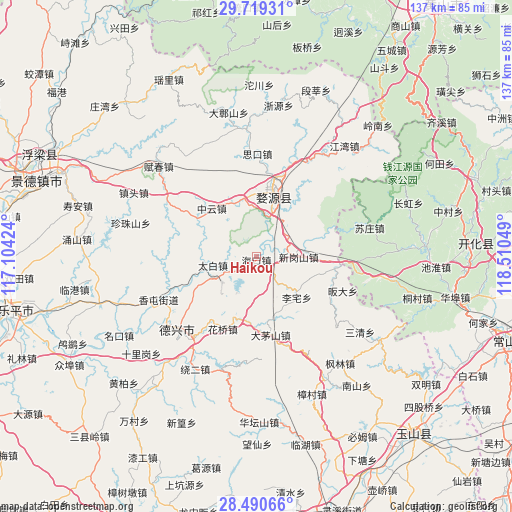 Haikou on map