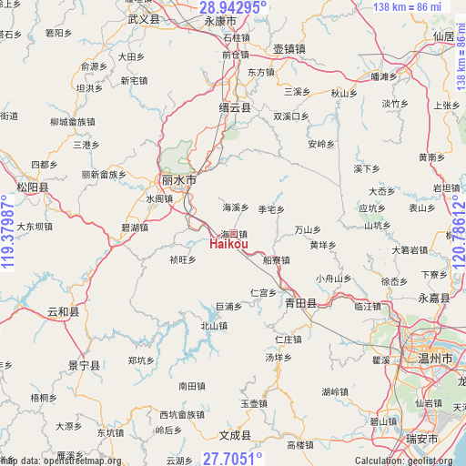 Haikou on map