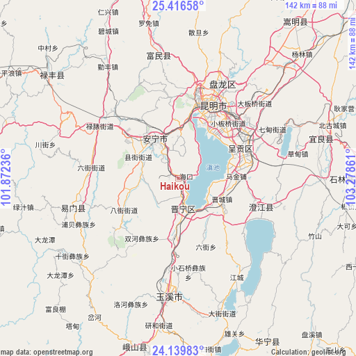 Haikou on map