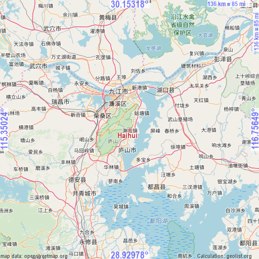 Haihui on map