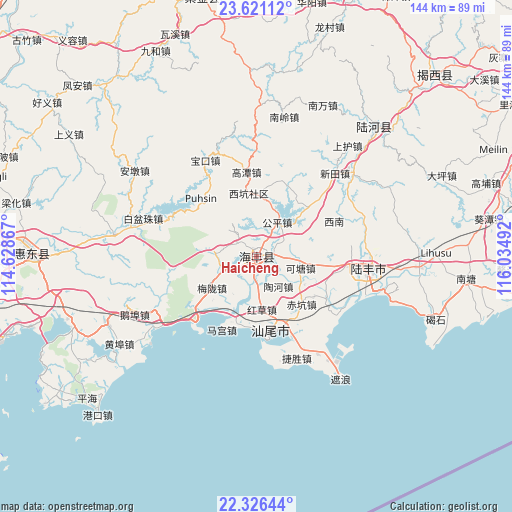 Haicheng on map