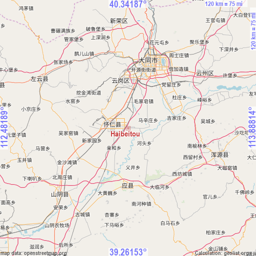 Haibeitou on map