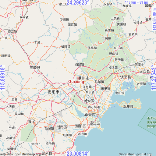 Guxiang on map