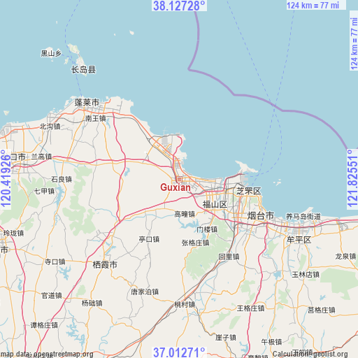 Guxian on map