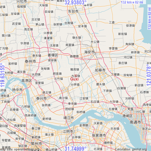 Guxi on map