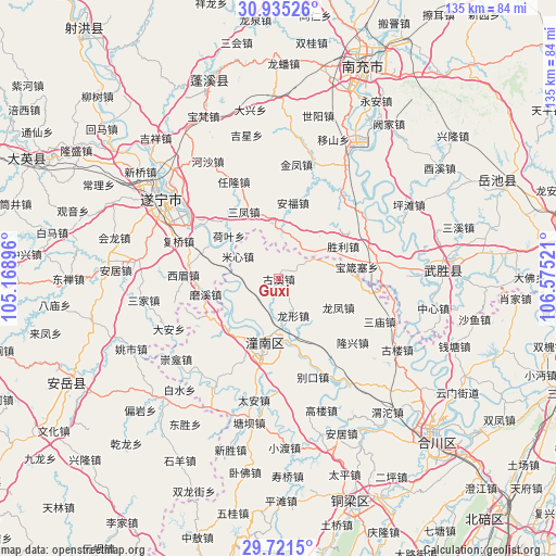 Guxi on map