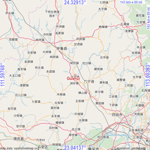 Gushui on map