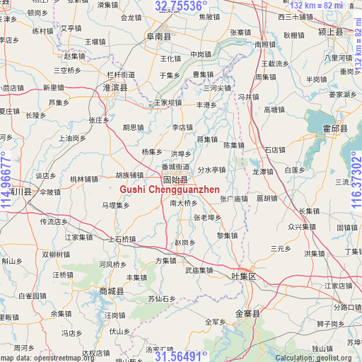 Gushi Chengguanzhen on map