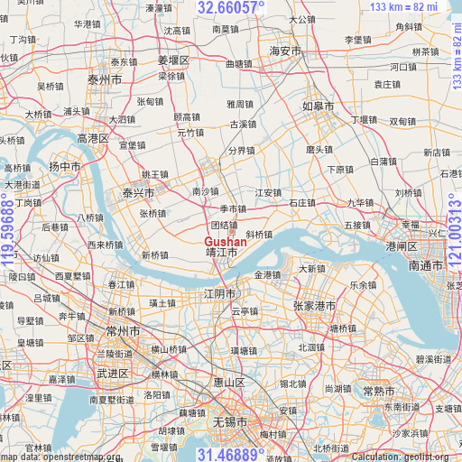 Gushan on map