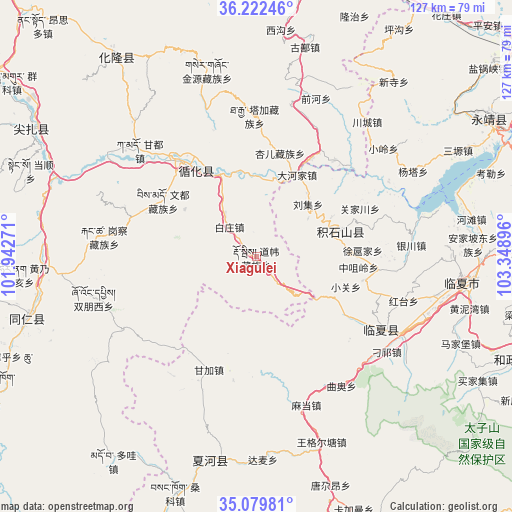 Xiagulei on map
