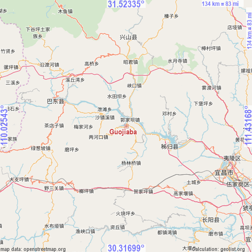 Guojiaba on map