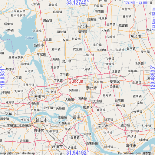 Guocun on map