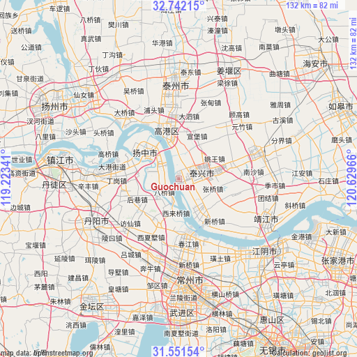 Guochuan on map