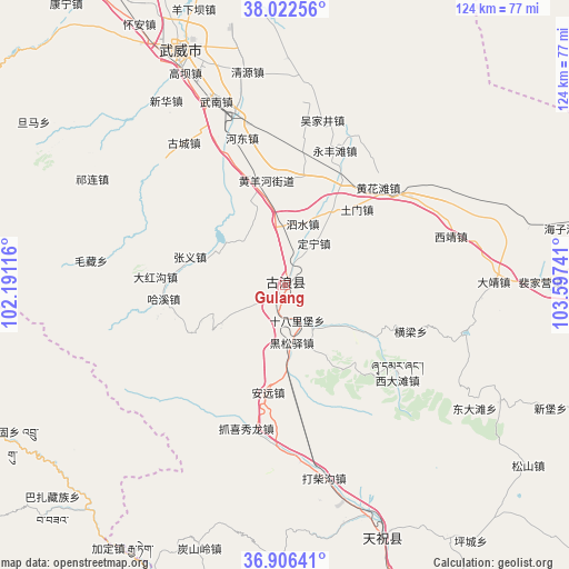 Gulang on map