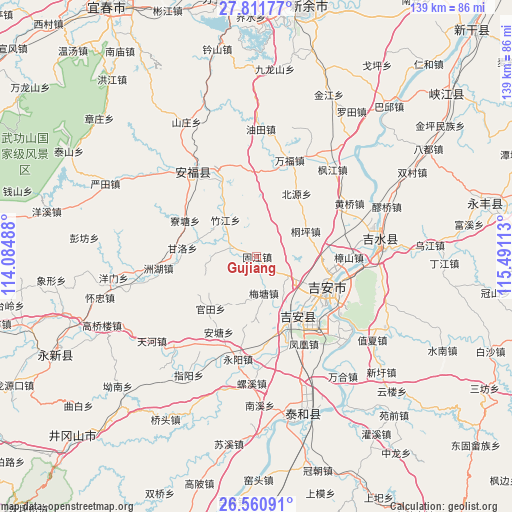 Gujiang on map