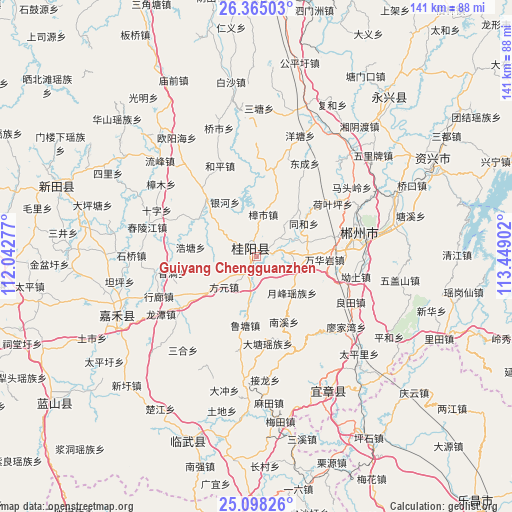 Guiyang Chengguanzhen on map