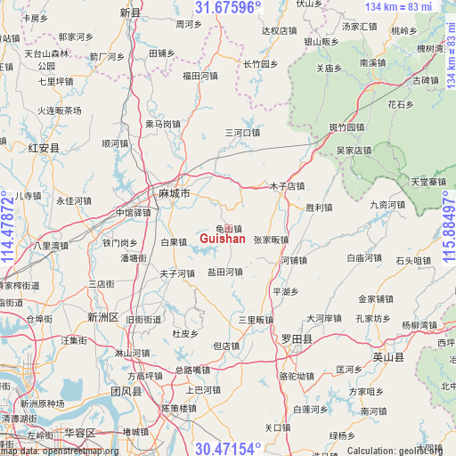 Guishan on map