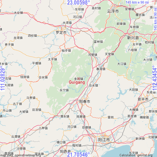 Guigang on map