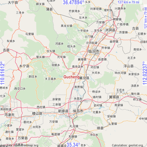 Gucheng on map