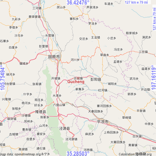 Gucheng on map