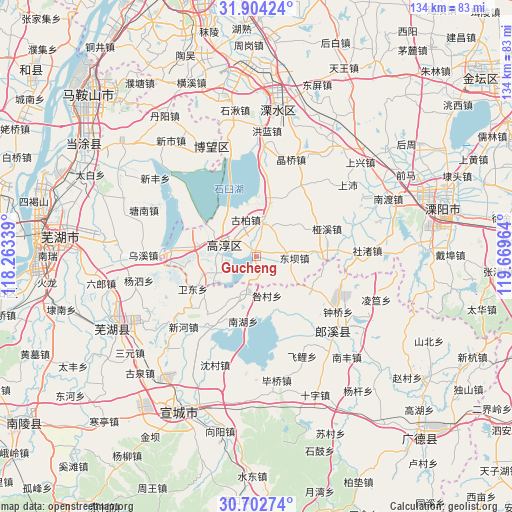 Gucheng on map