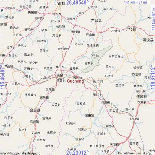 Gucheng on map