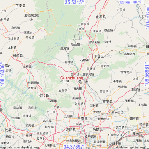 Guanzhuang on map