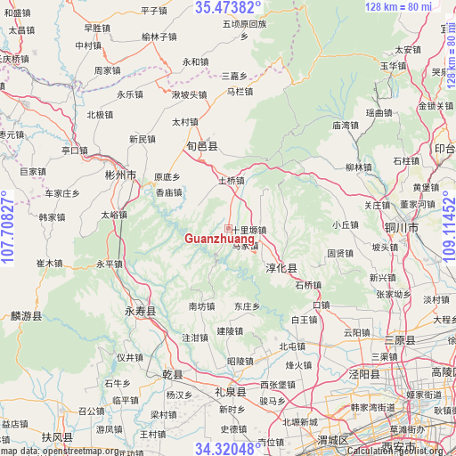 Guanzhuang on map