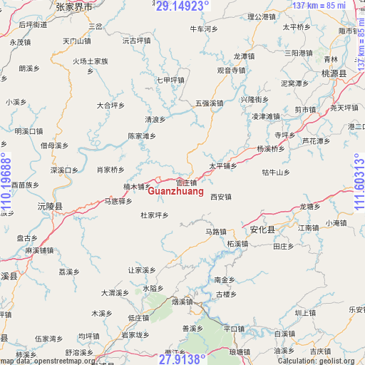 Guanzhuang on map