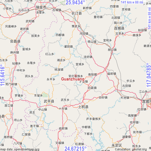 Guanzhuang on map