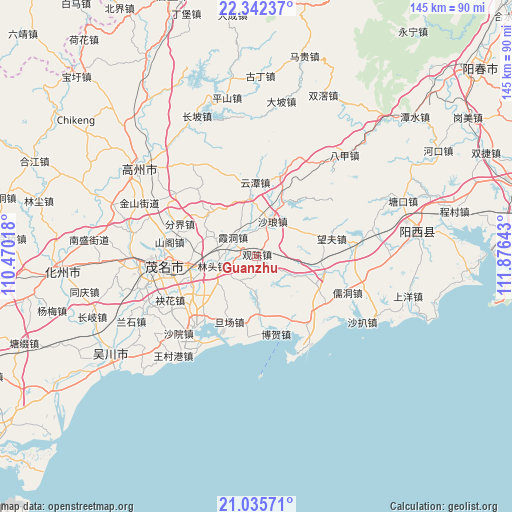 Guanzhu on map