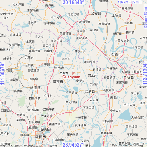 Guanyuan on map