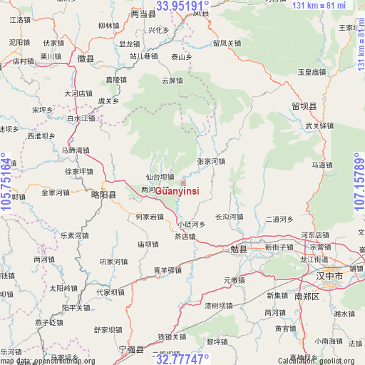 Guanyinsi on map