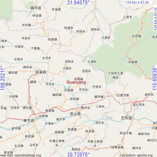 Guanyang on map