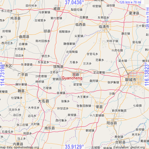 Guancheng on map