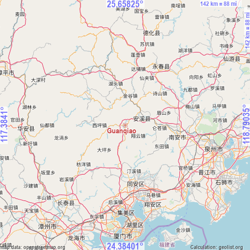 Guanqiao on map
