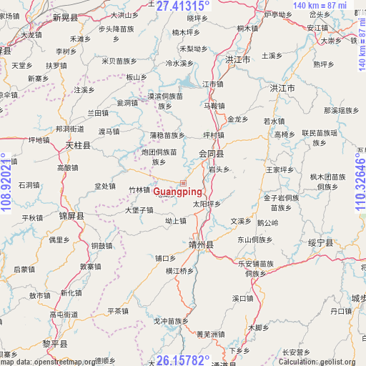 Guangping on map