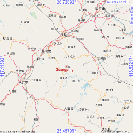 Guangping on map