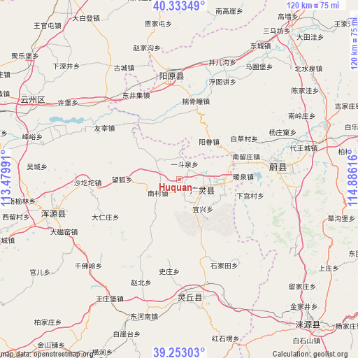 Huquan on map