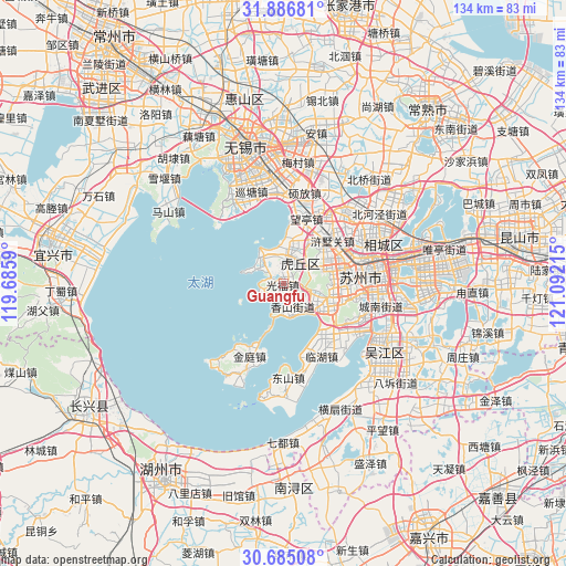 Guangfu on map