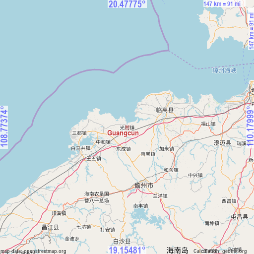 Guangcun on map